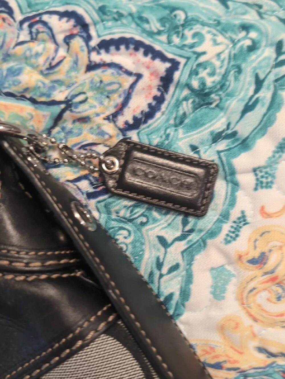 Coach Black and Gray Signature Canvas Shoulder Bag